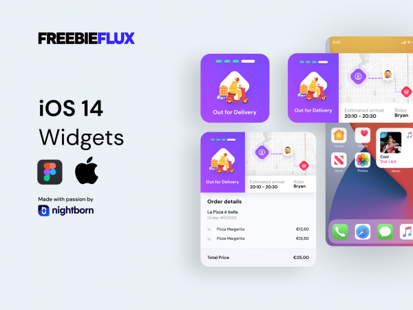 iOS 14 Widget 递送应用UI工具包(iOS 14 Widget � Delivery App UI Kit)