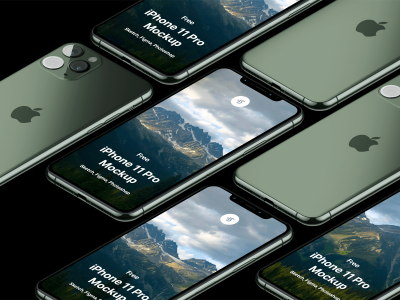 iPhone 11 Pro透视模拟图(iPhone 11 Pro Perspective Mockup)