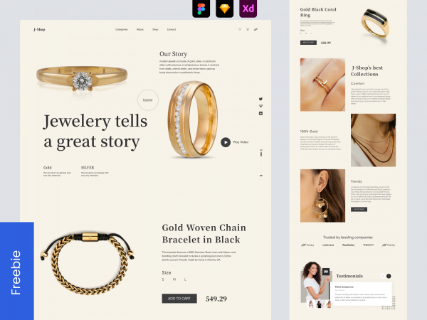 Shopify珠宝店登陆页面设计(Shopify Jewellery Store Landing Page Design)