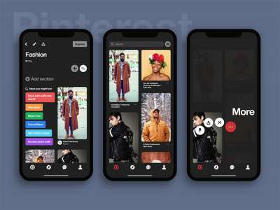 Pinterest黑暗UI套件(Pinterest Dark UI Kit)