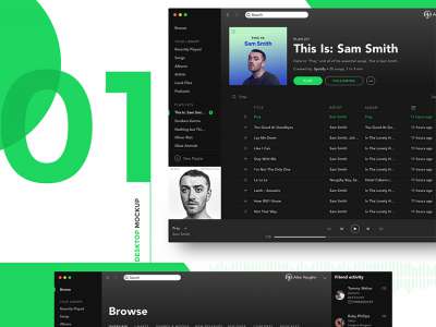 Spotify模型的完整用户界面(Spotify Mockup Full UI)