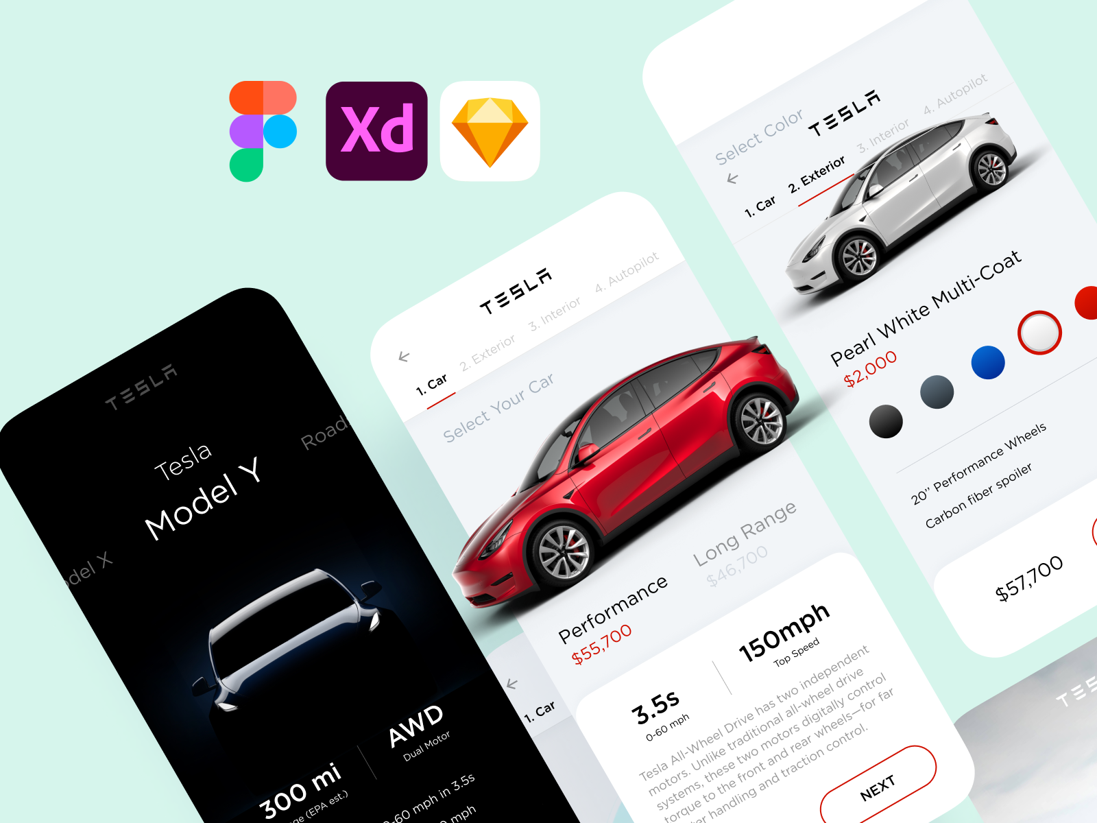 特斯拉Model Y概念UI套件(Tesla Model Y  Concept UI Kit)