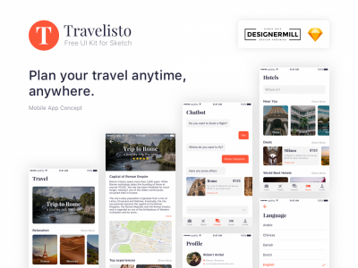 Travelisto应用程序设计UI套件(Travelisto App Design UI Kit)