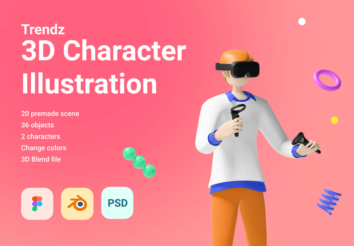 潮流3D插图 (Trendz 3D Illustration)