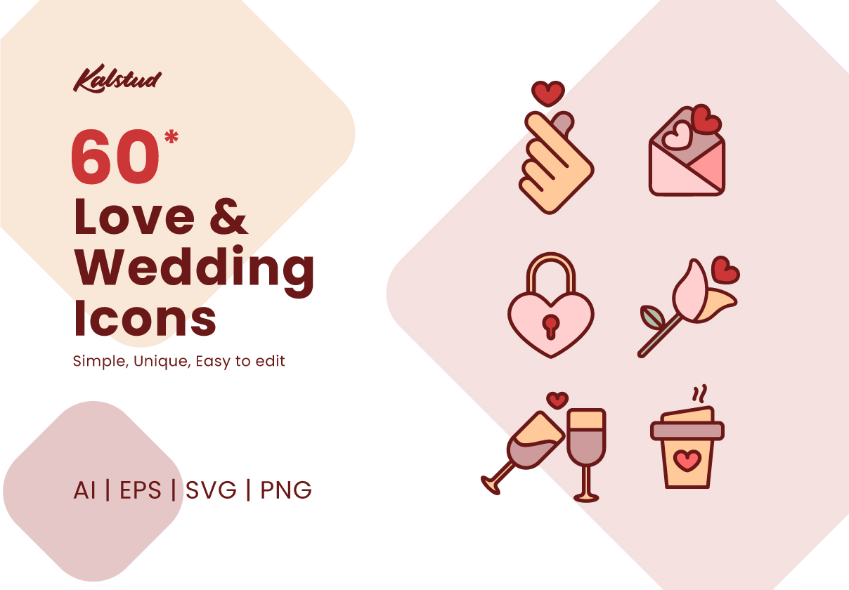 爱情和婚礼图标 (Love and Wedding Icons)