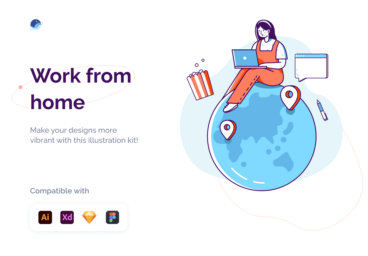 在家工作的插图套件 (Work From Home Illustration Kit)