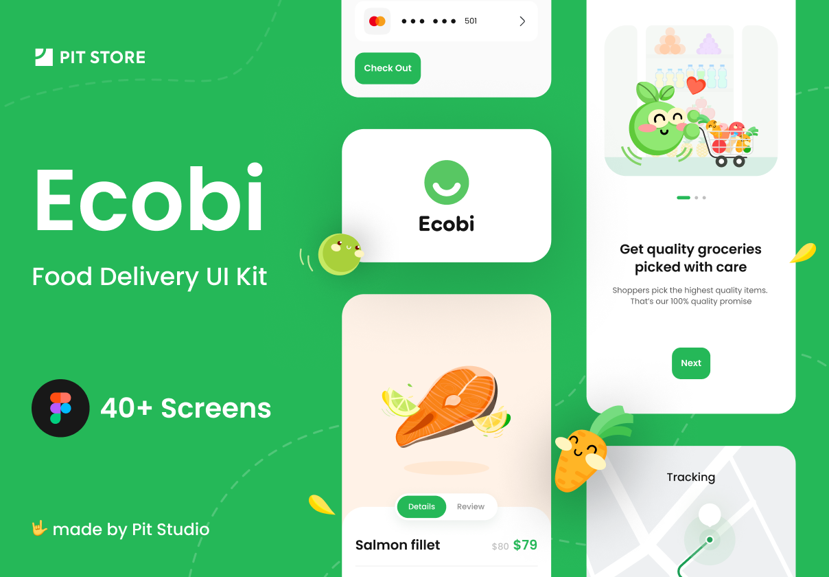 Ecobi - 食品和快递UI工具包 (Ecobi - Food & Delivery UI Kit)