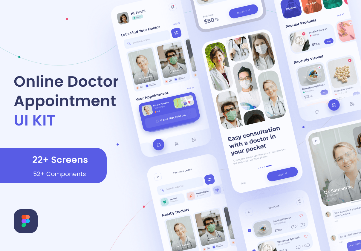 在线医生咨询应用UI包 (Online Doctor Consultation App UI Kit
