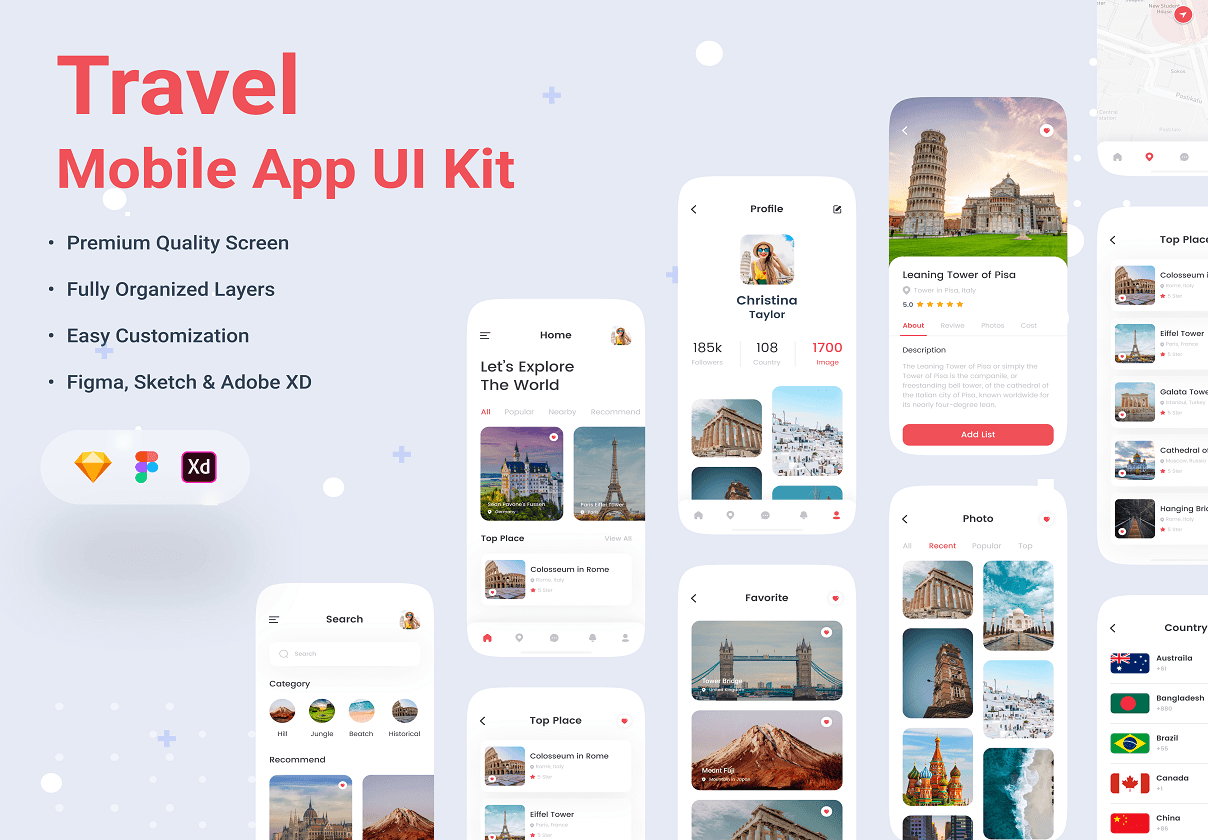 旅游移动应用UI套件 (Travel Mobile App UI Kit)