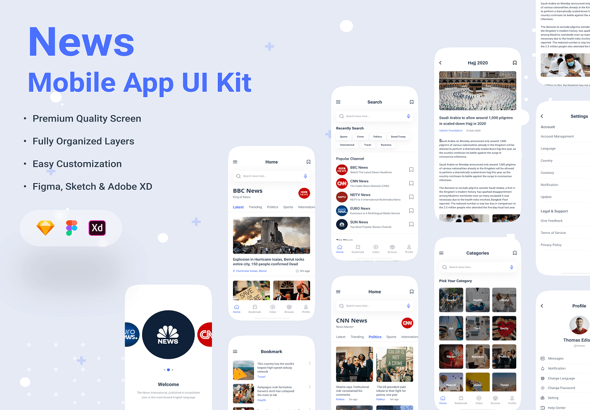 新闻应用UI套件 (News App UI kit)