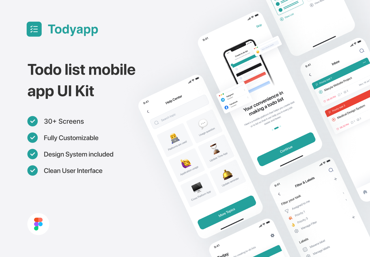 Todyapp - Todo List移动应用UI工具包 (Todyapp - Todo List Mobile App UI Kit)