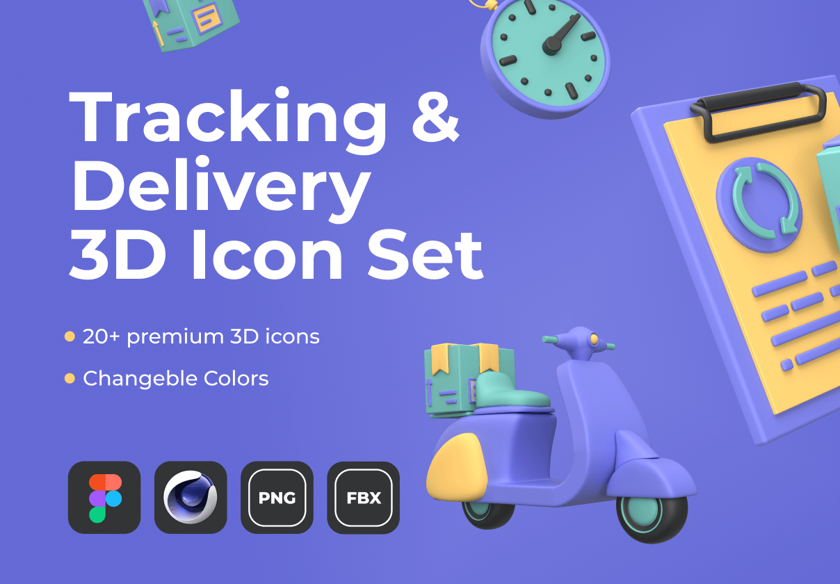 跟踪和交付3D图标集 (Tracking & Delivery 3D Icon Set)