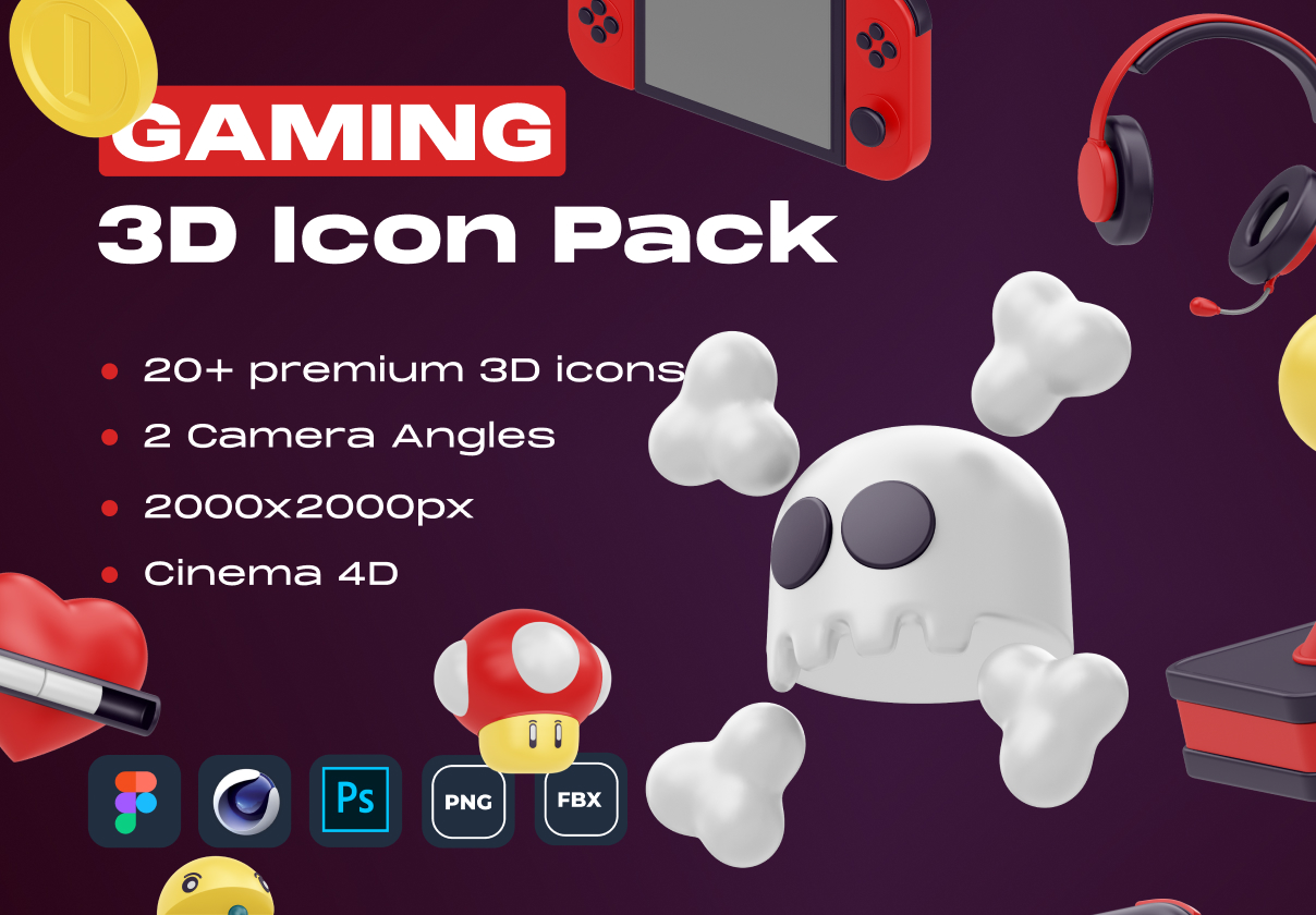 游戏3D图标包 (Gaming 3D Icon Pack)