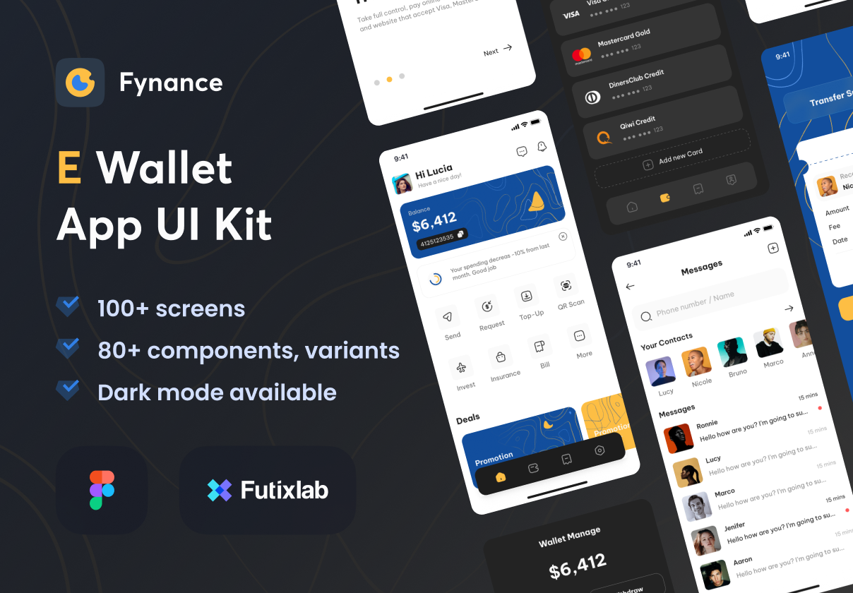 Fynance - 钱包应用程序UI KIT (Fynance - Wallet App UI KI