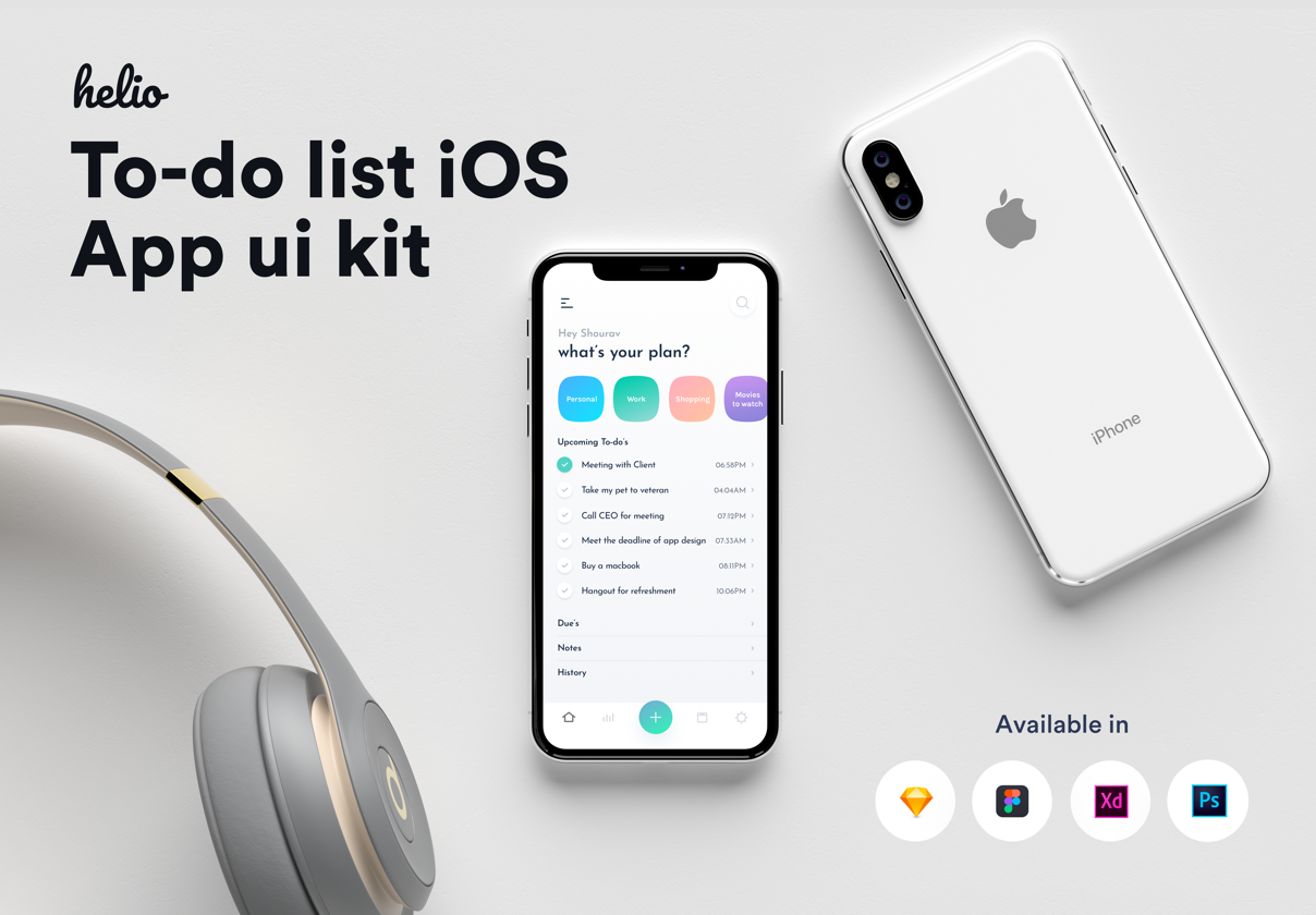 Helio待办事项列表iOS UI工具包 (Helio to-do list iOS UI kit)