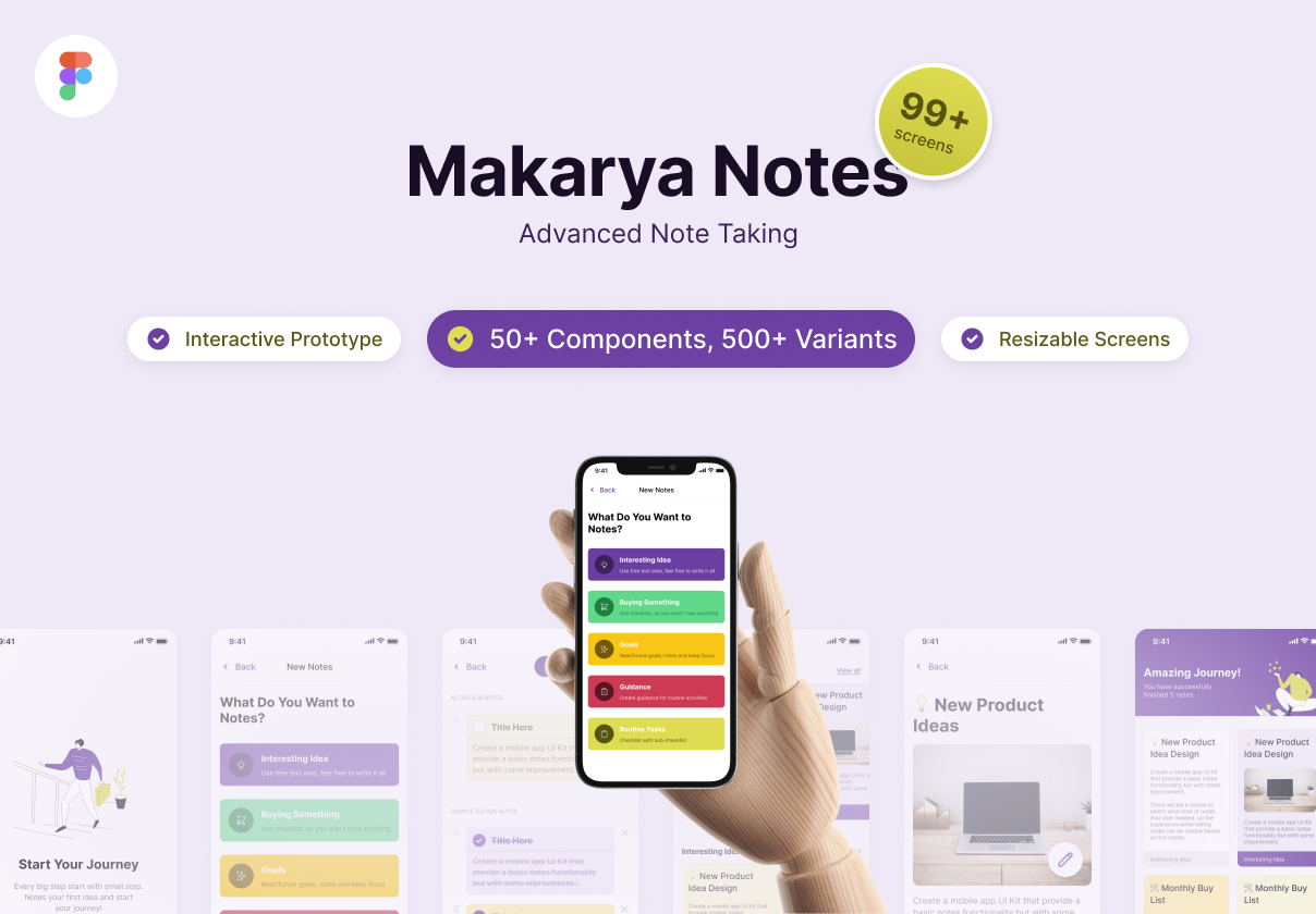 Makarya Notes - 先进的笔记应用程序 - 设计系统和UI套件 (Makarya Notes - Advanced Note Taking App - Design System & UI Kit)