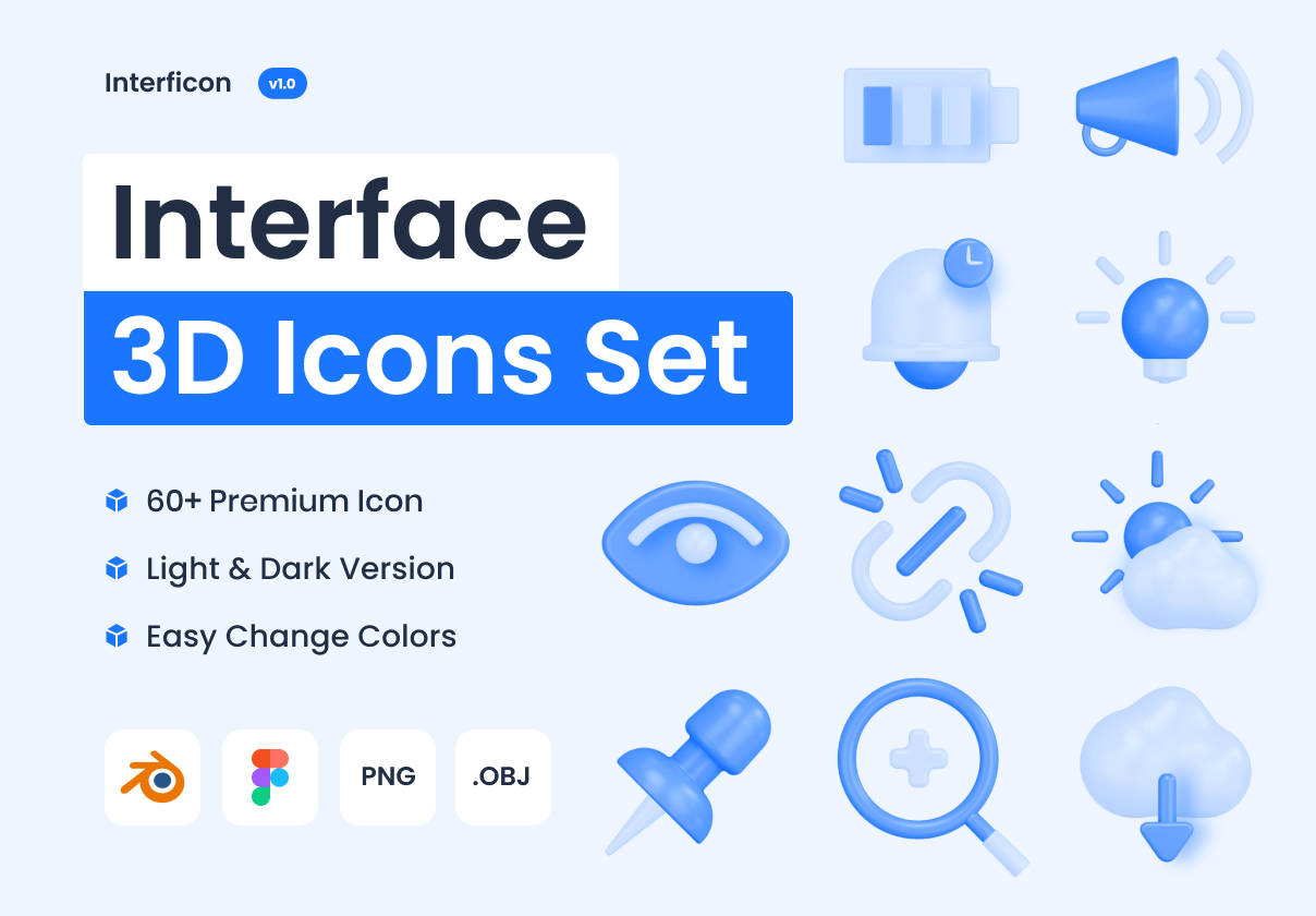 Interficon - 3D界面图标 (Interficon - 3D Interface Ico