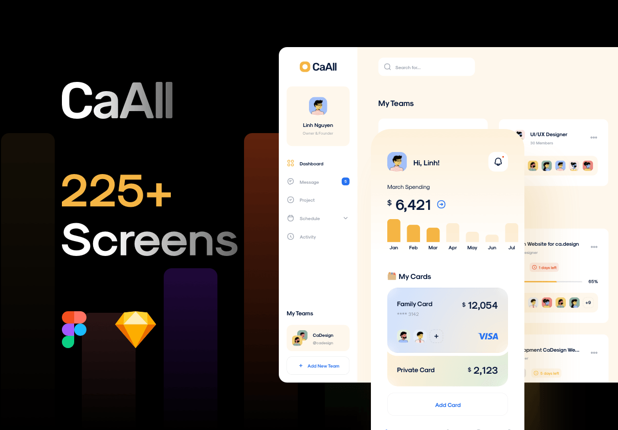 CaAll 仪表板和应用程序用户界面套件 (CaAll Dashboard & App UI Kit