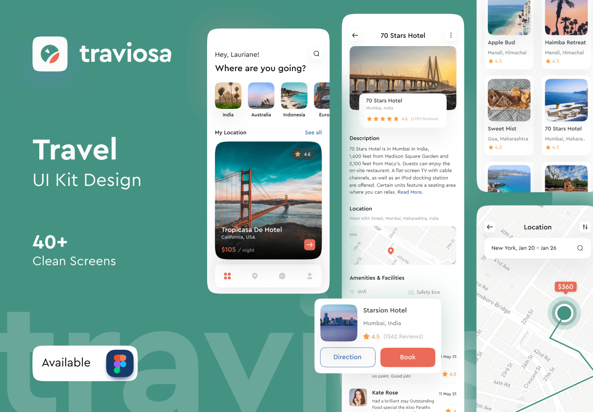 Traviosa - 旅游应用UI KIT设计 (Traviosa - Travel App UI 