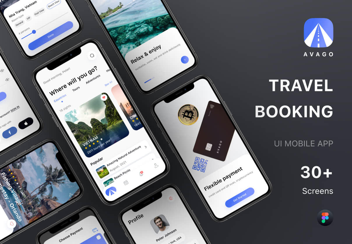 AVAGO - 旅游应用UI包 (AVAGO - Travel App UI Kit)