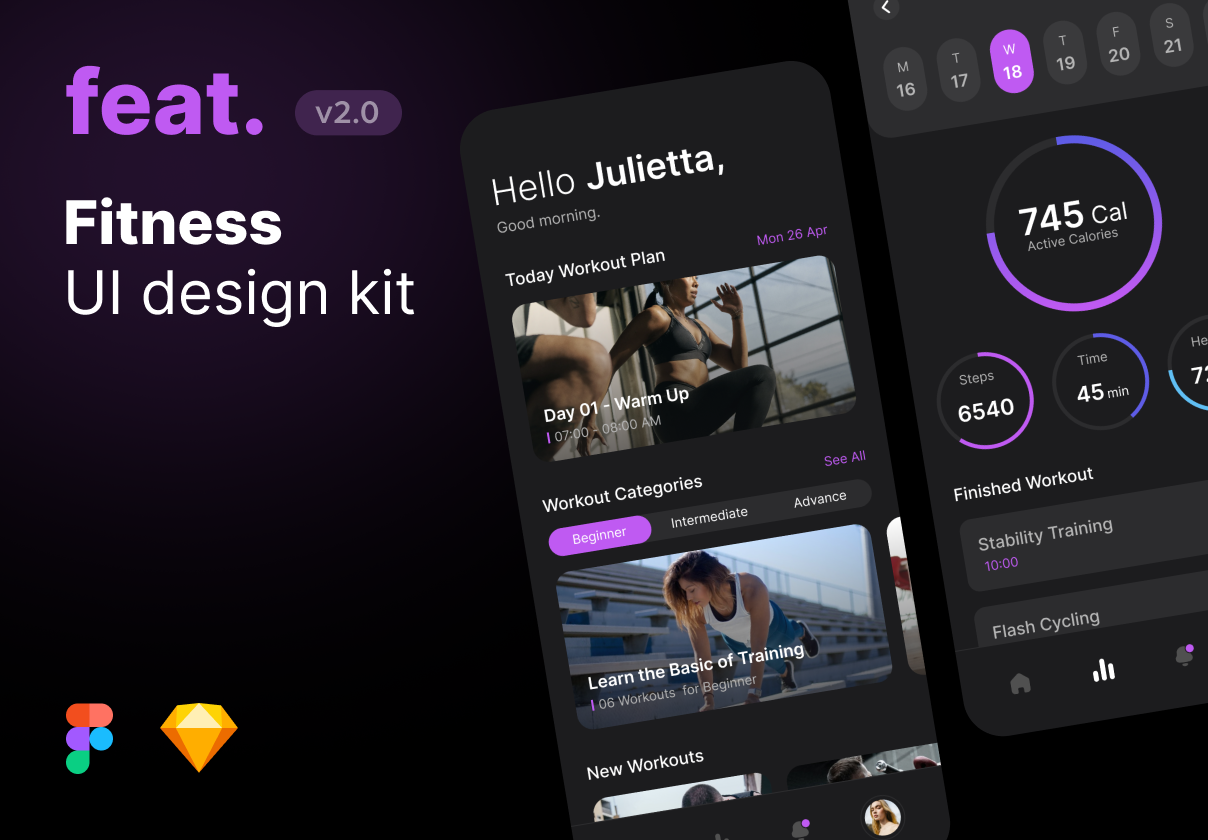 Feat Fitness UI设计套件 (Feat Fitness UI Design Kit)