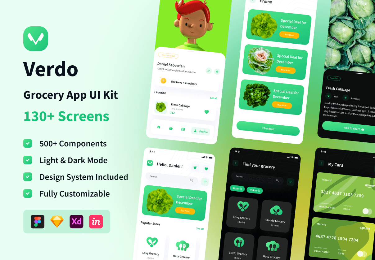 Verdo - 杂货店应用UI包 (Verdo - Grocery App UI Kit)