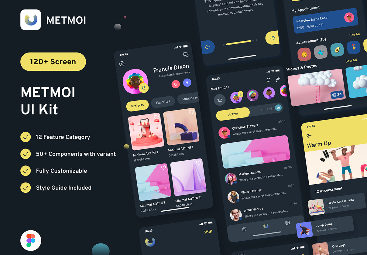Metmoi移动应用UI KIT (Metmoi Mobile App UI KIT)