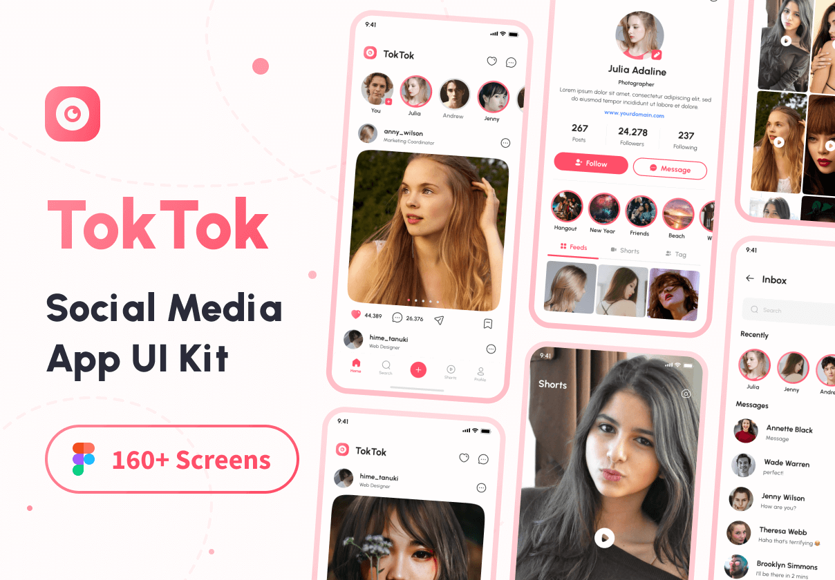 TokTok-社交媒体应用程序UI工具包 (TokTok- Social Media App UI Kit)