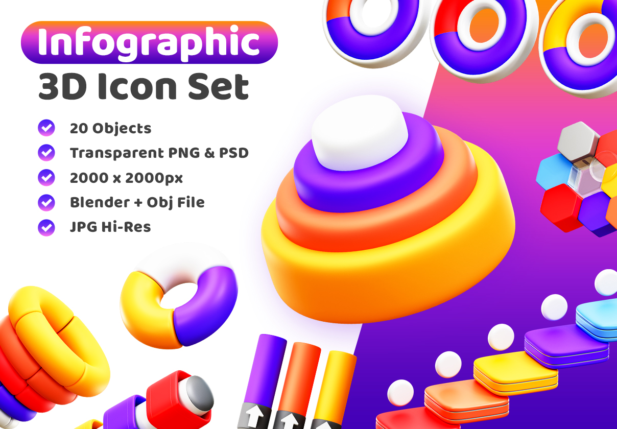 3d信息图表图标 (3d Infographic Icon)