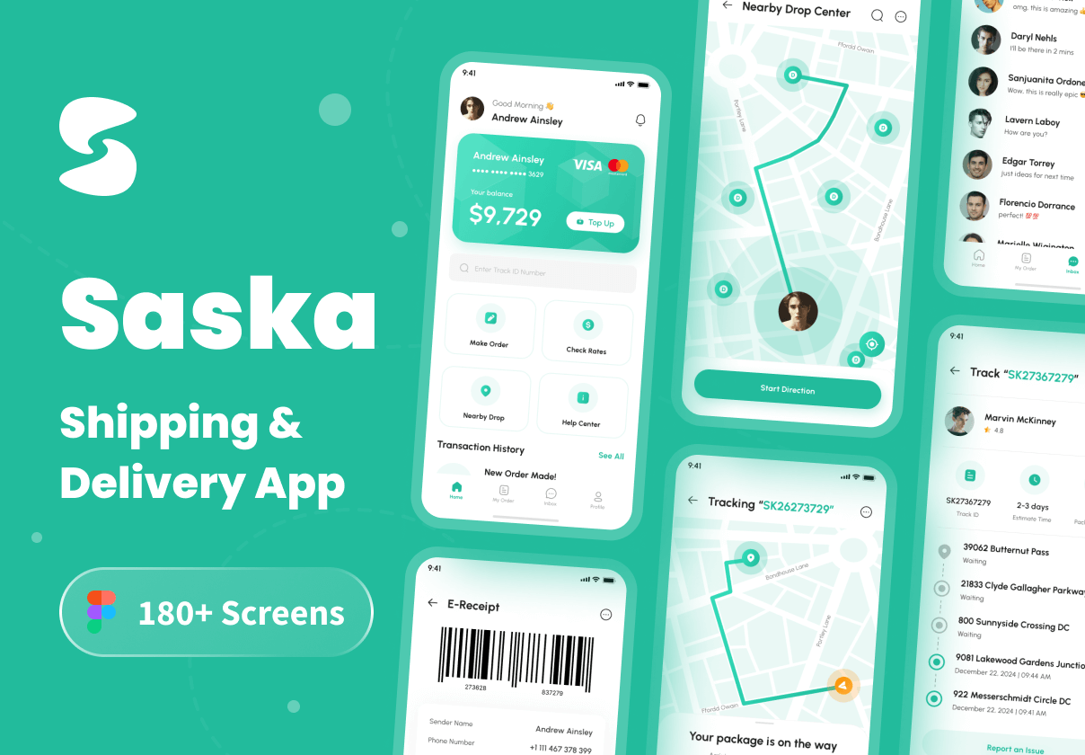 Saska - 航运_快递应用UI套件 (Saska - Shipping _ Delivery App UI Kit)