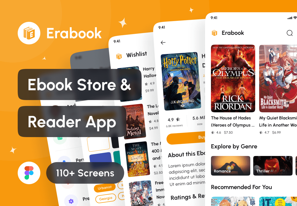 Erabook - 电子书商店和阅读器应用UI Kit (Erabook - Ebook Store & Reader App UI Kit)