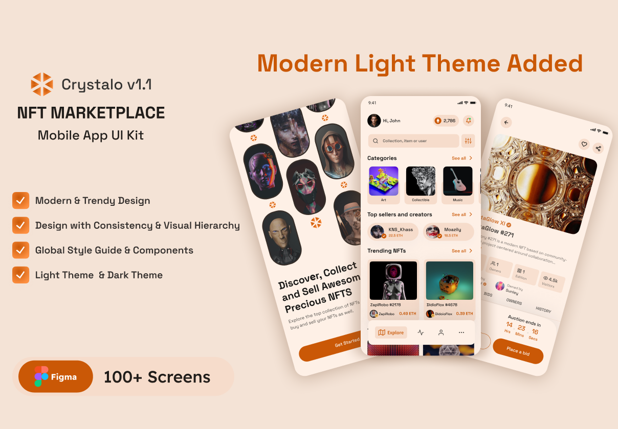 Crystalo NFT Marketplace App UI Kit (Crystalo NFT Marketplace App UI Kit)