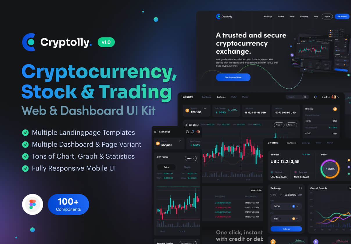 加密货币网页和仪表板UI设计