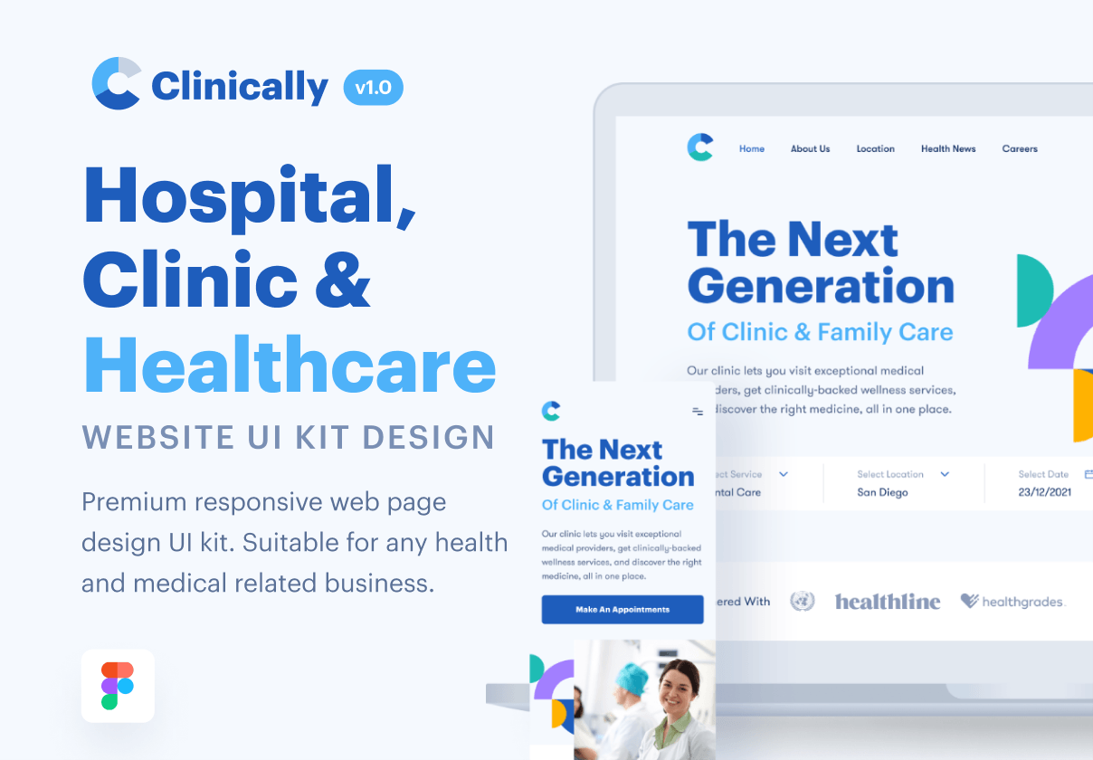 医疗保健网站用户界面设计工具包 (Clinically - Healthcare Web UI De