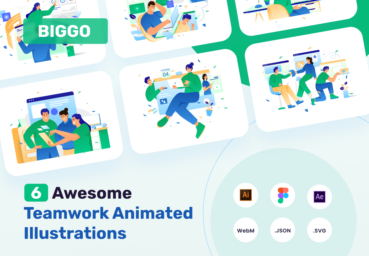 Biggo团队合作的动画插图 (Biggo Teamwork Animated Illustrati