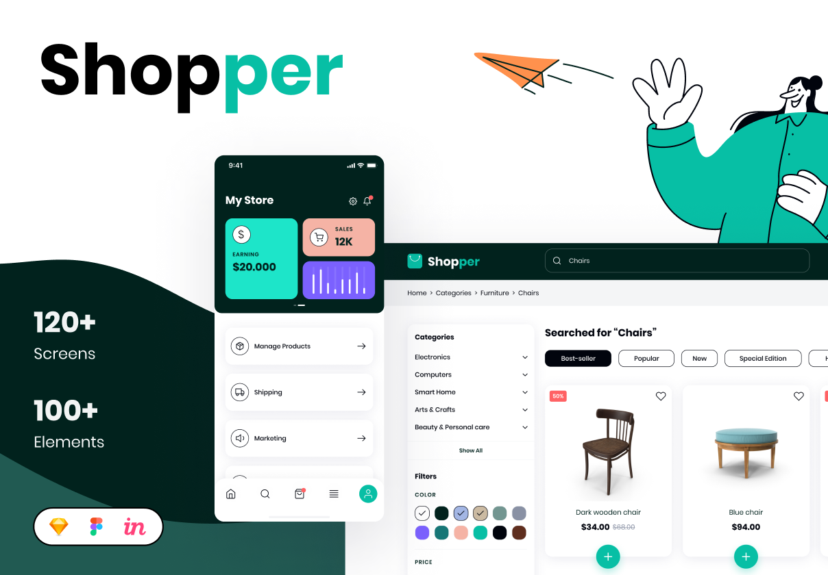 Shopper - 电子商务移动应用和桌面 (Shopper - Ecommerce Mobile