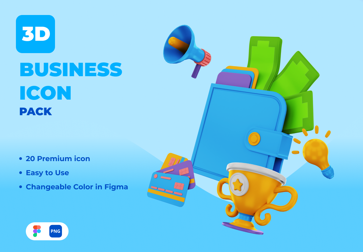 3D图标商业包 (3D ICONS BUSINESS PACK)