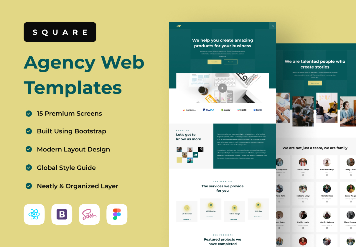 Square - 机构网站模板 (Square - Agency Web Templates)