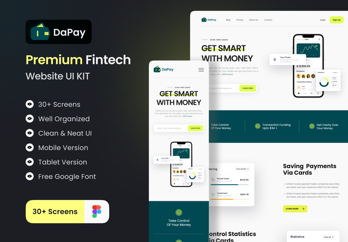 dapay - 金融科技登陆页UI包 (DAPAY - FINTECH LANDING PAGE UI KIT)