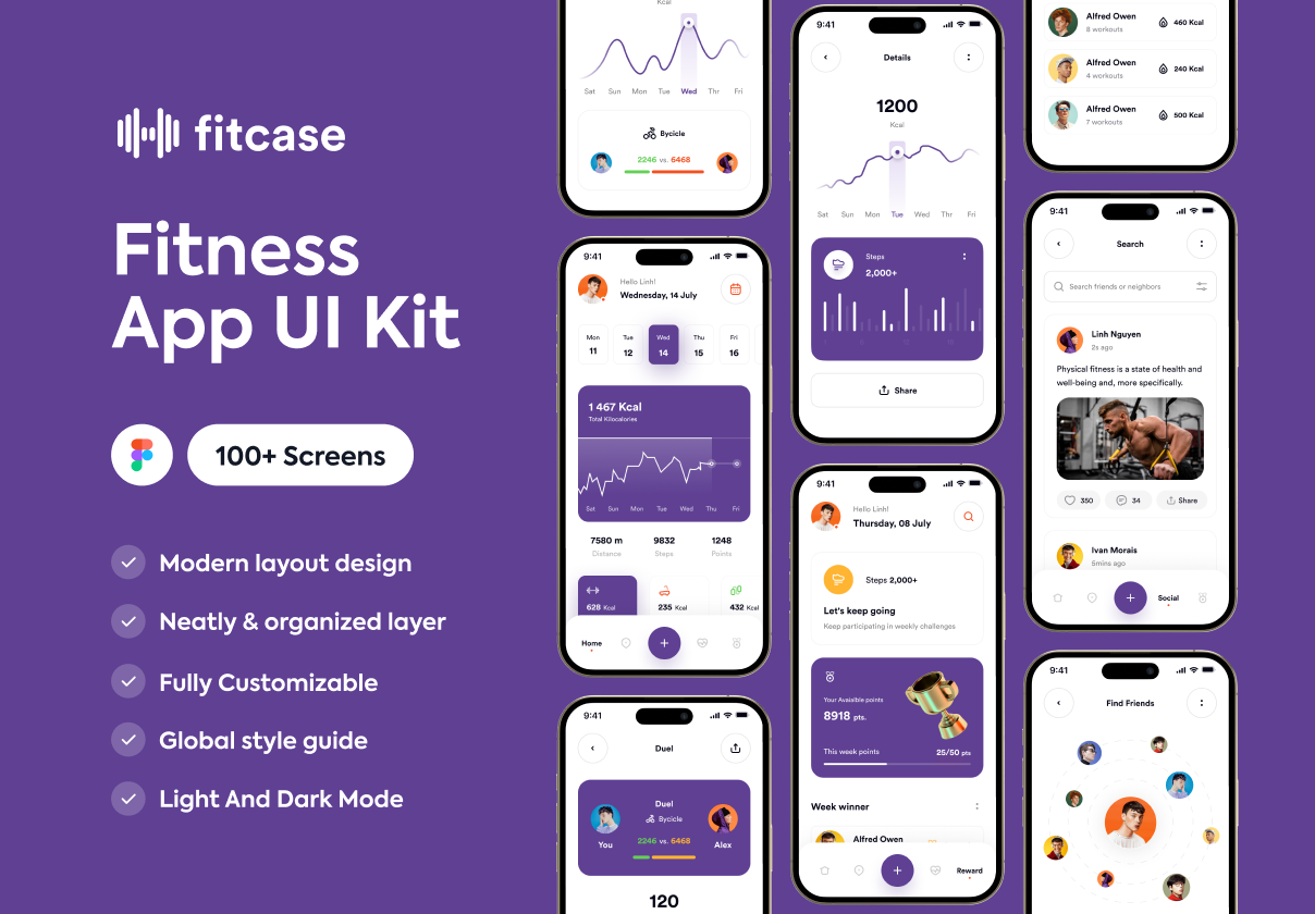 Fitness App UI Kit - Fitcase (Fitness App UI Kit - Fitcase)