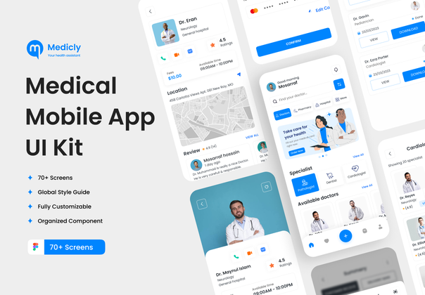 Medicly-医疗应用程序 UI 工具包 (Medicly-Medical App UI Kit)