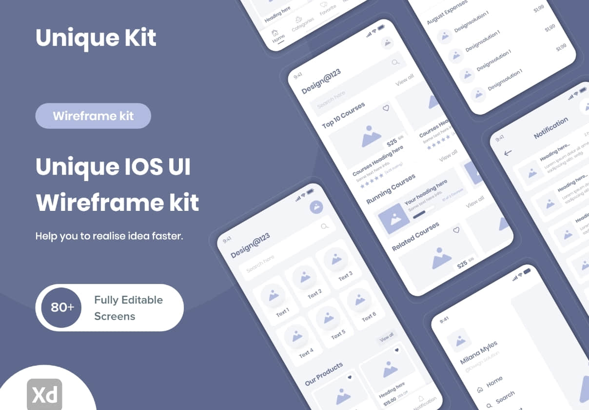 独特的IOS UI线框套件 (Unique IOS UI Wireframe kit)