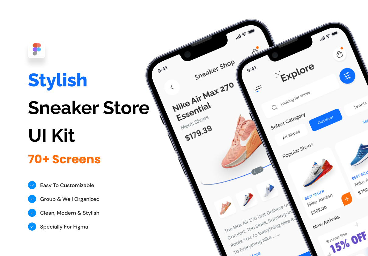 电子商务运动鞋商店应用程序UI套件 (E-Commerce Sneaker Store App UI Kit)