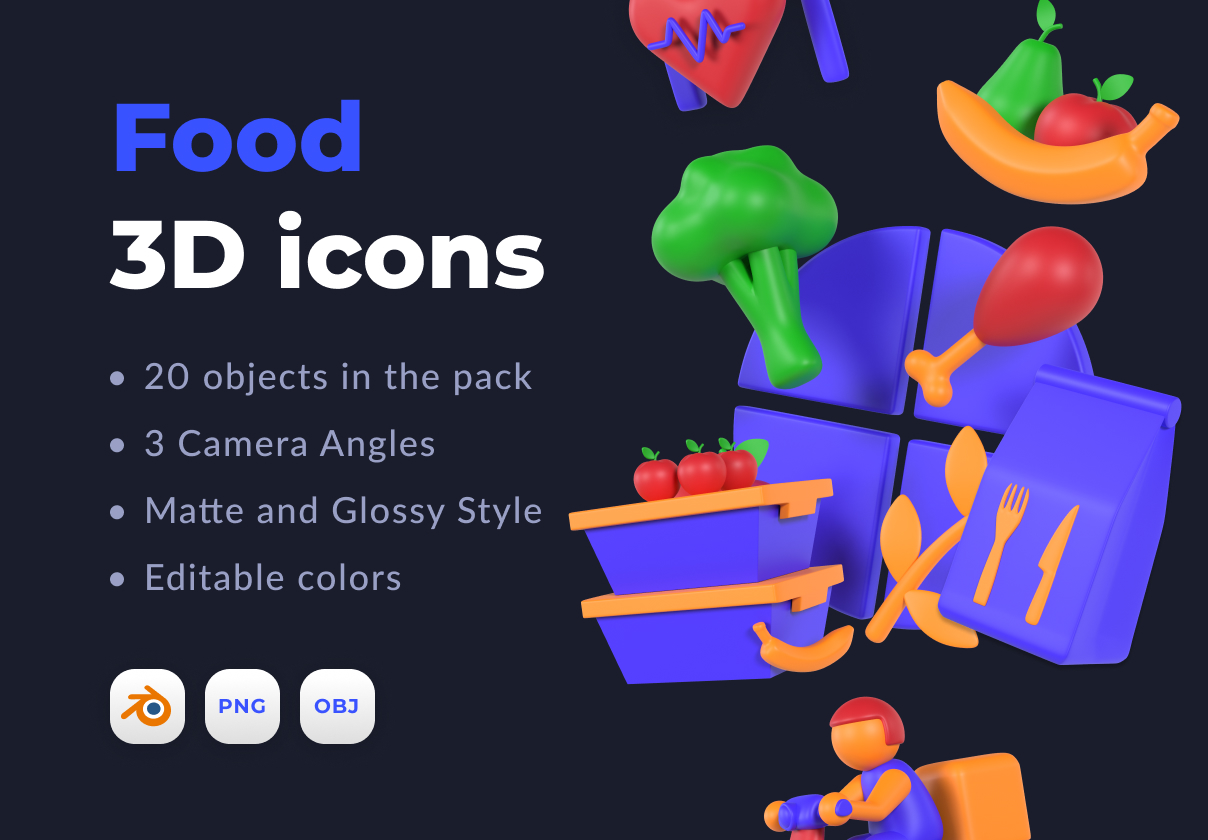 食品3D图标 (Food 3D icons)