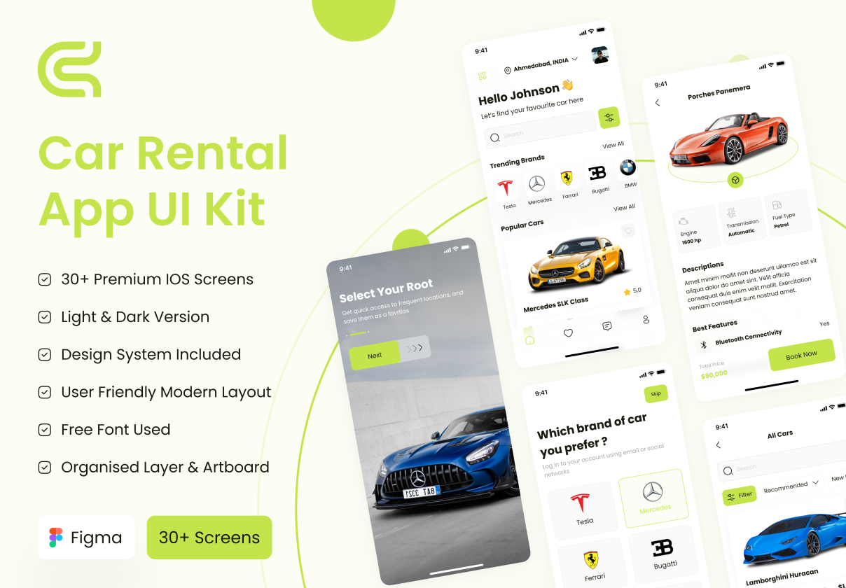 汽车租赁应用UI套件 (Car Rental App UI Kit)