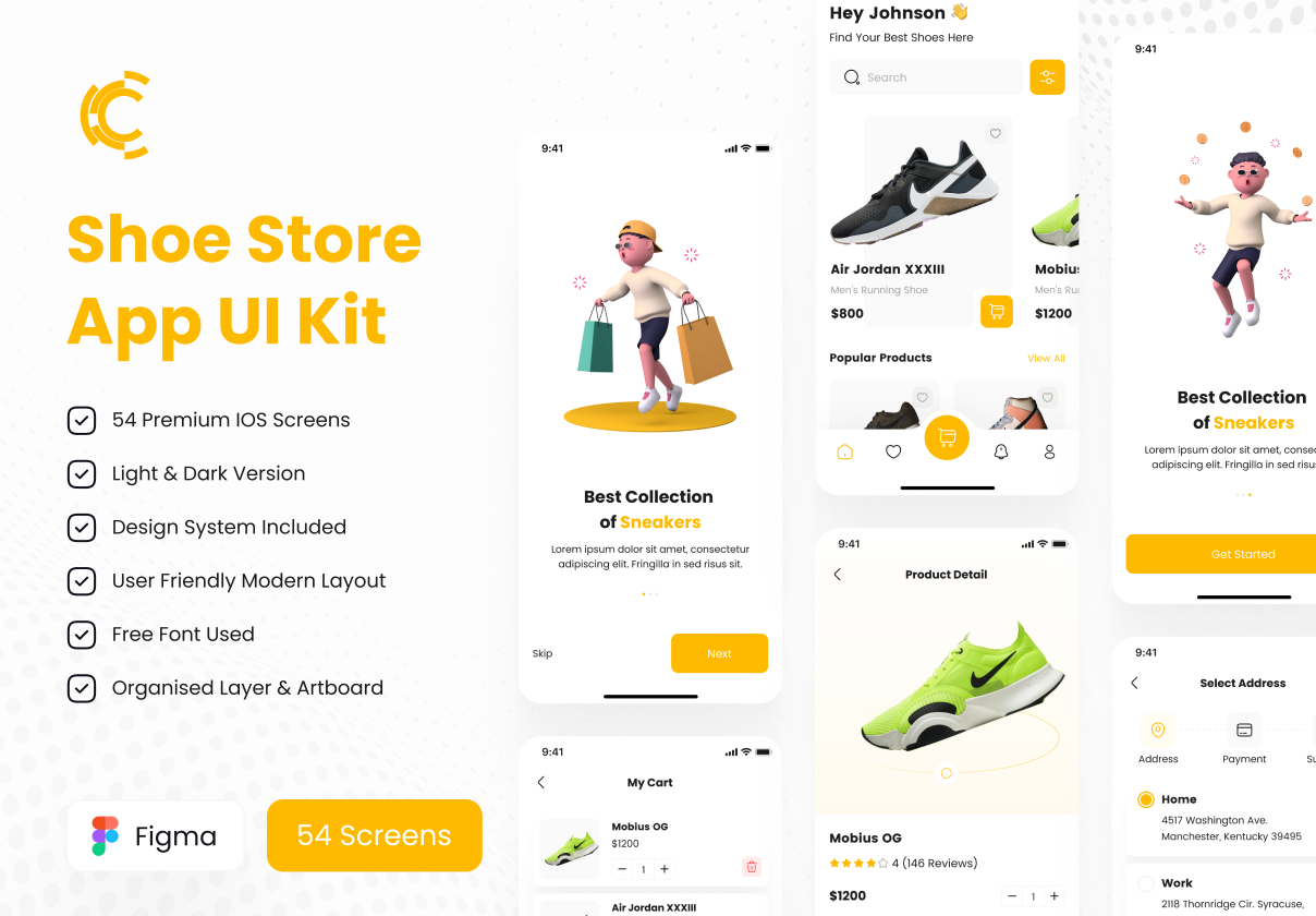 鞋店应用UI套件 (Shoe Store App UI Kit)