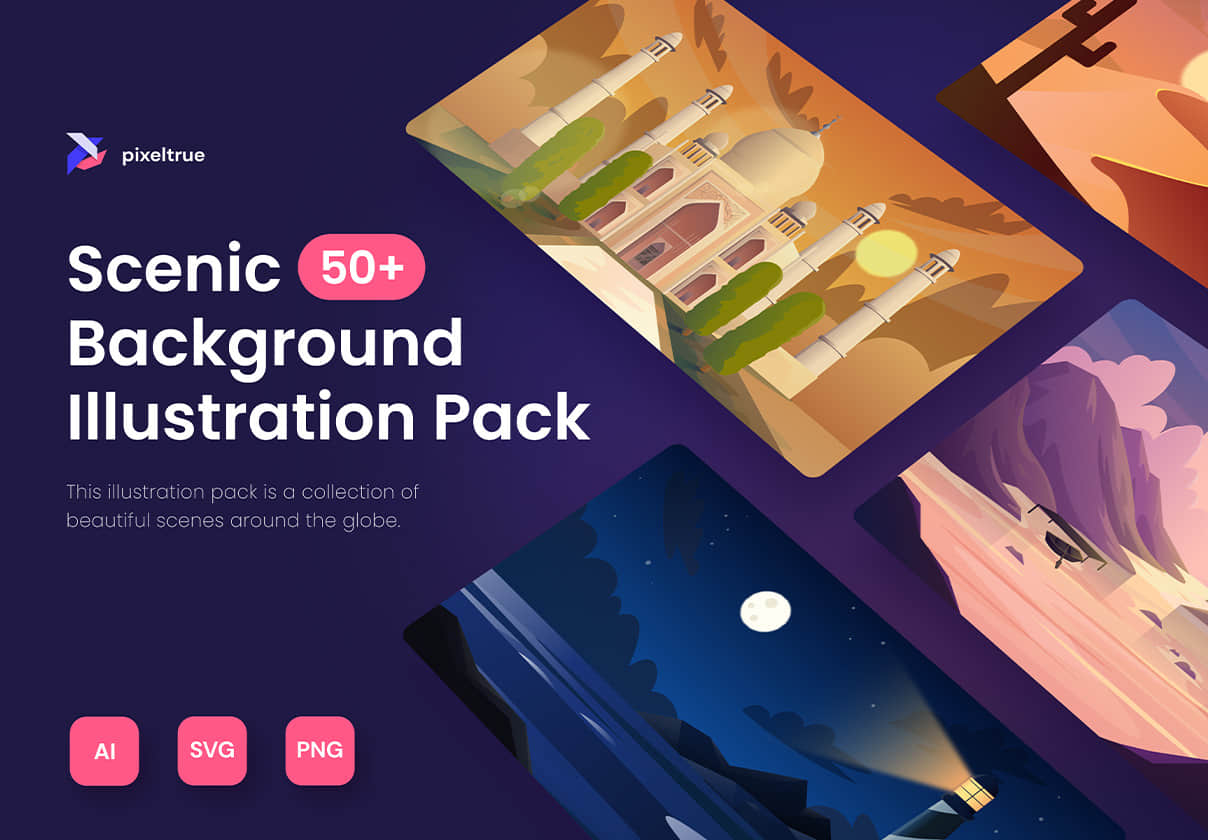 风景背景插图 (Scenic Background Illustration)
