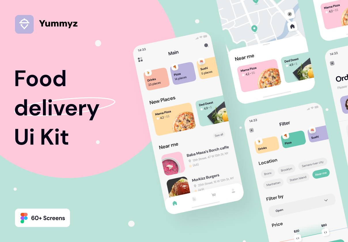 Yummyz - 食品配送UI套件 (Yummyz - Food Delivery UI Kit)