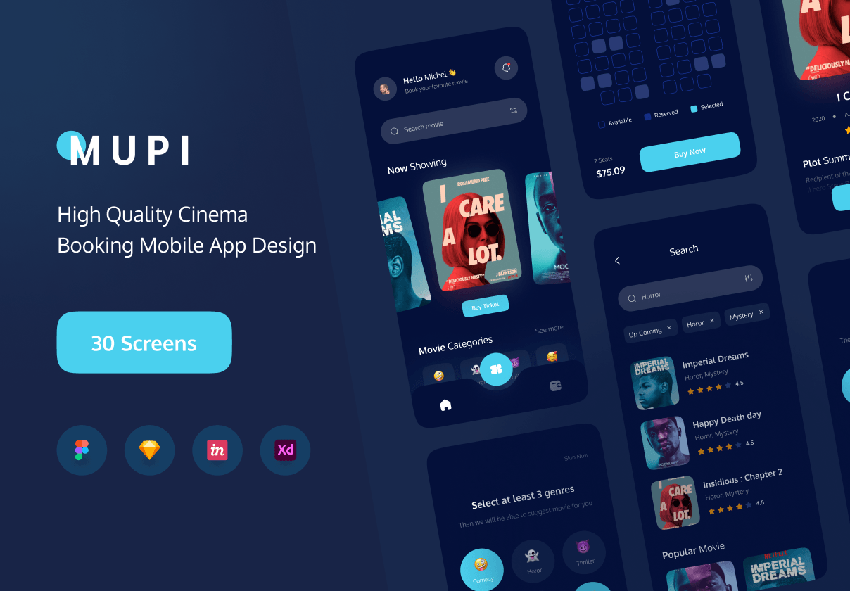 MUPI - 电影院预订UI KIT (MUPI - Cinema Booking UI KIT)