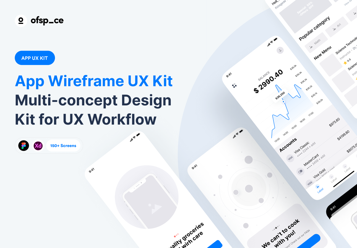 多概念的应用程序线框UX套件 (Multi-concept App Wireframe UX Kit